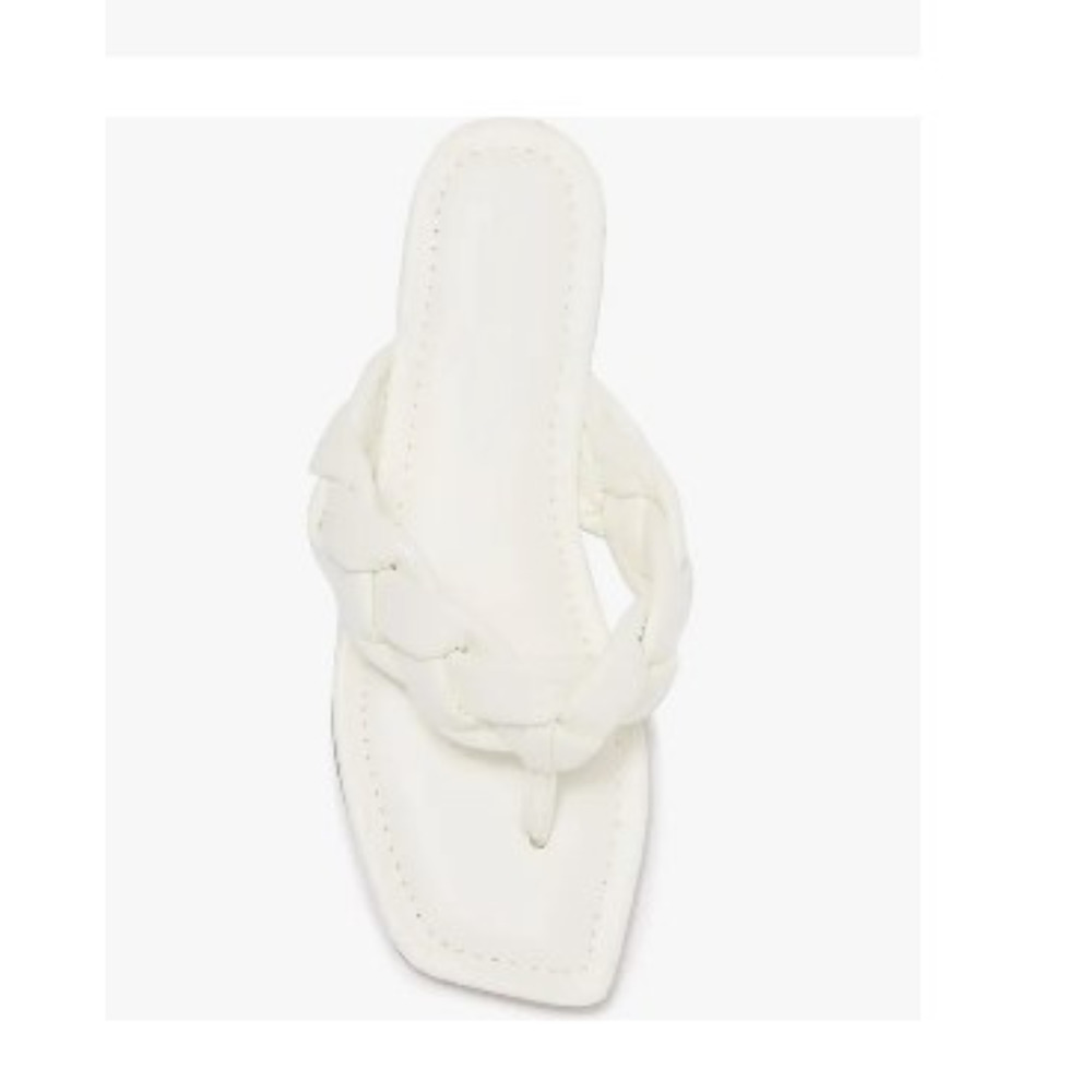 Size 9 White Braided Thong Sandals White Flat Sandals White Mules Shoes 9M New - Picture 4 of 5